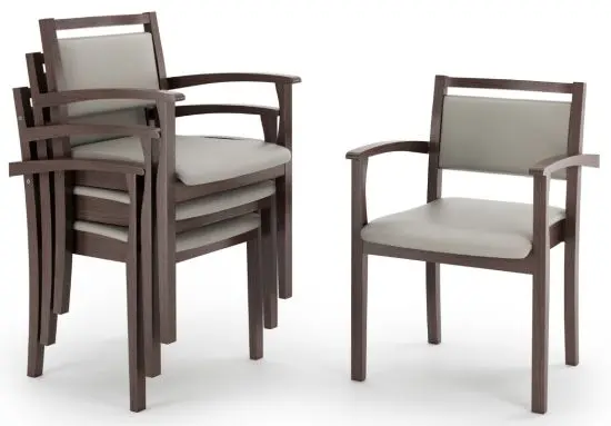 Stackable beechwood chair with armrests