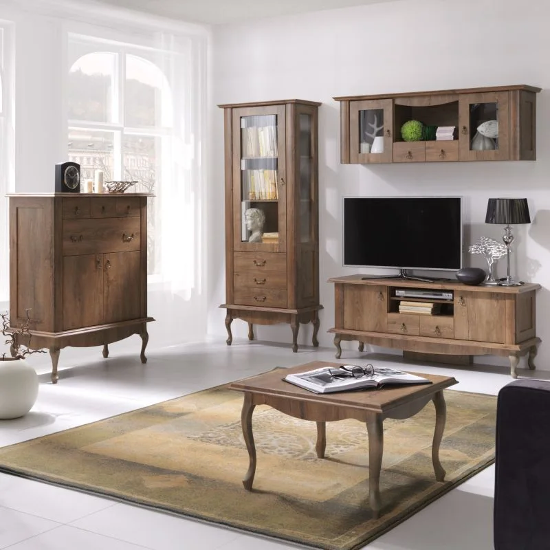 Classic oak living room furniture set with stylish legs and a traditional design